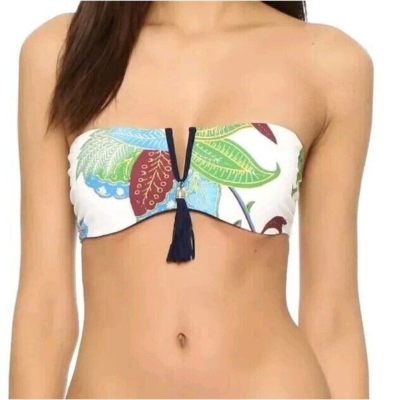 TORY BURCH Women Underwire Bandeau Print White Petite Small - Picture 1 of 11